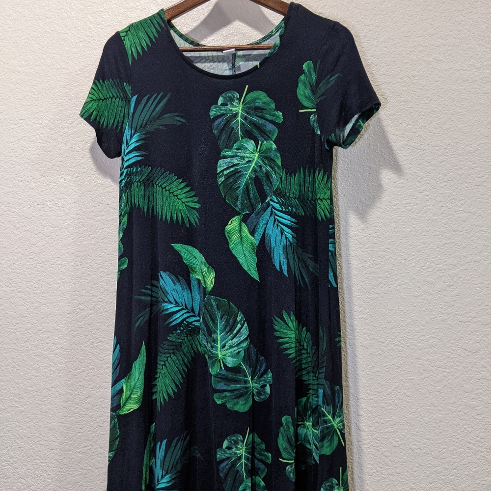 Old Navy Dress sz Small Blue Green Leaves